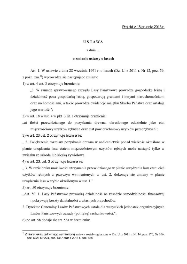 Projekt ustawy w dniu 4.2.2014
